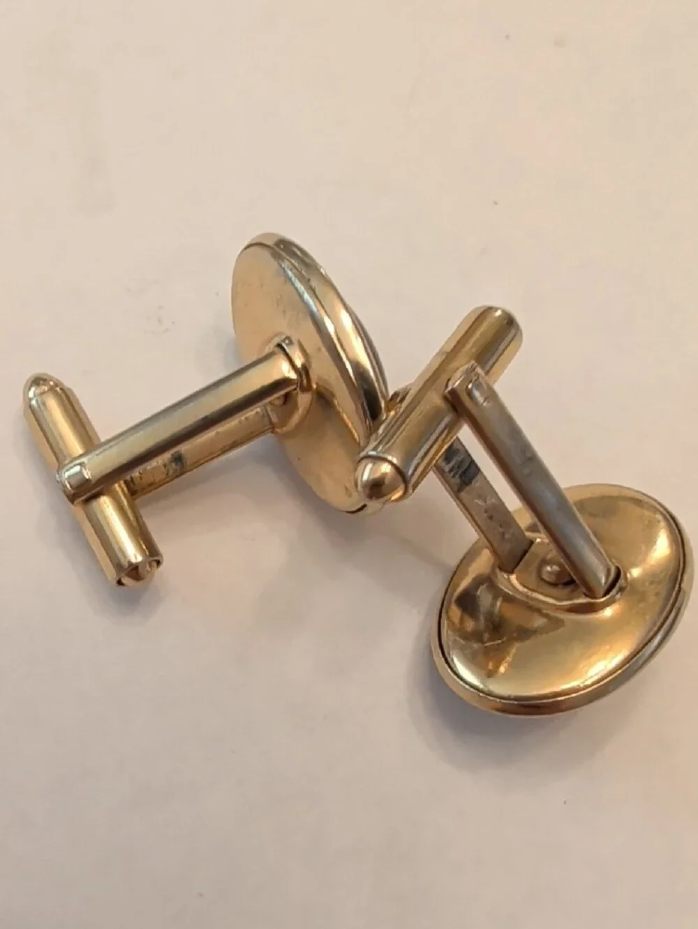 Vintage Gold-Tone Cufflinks with Dark Red Center